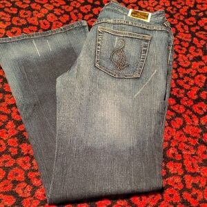 Baby Phat Women's Boot Cut Jeans - Blue with Gold Accent